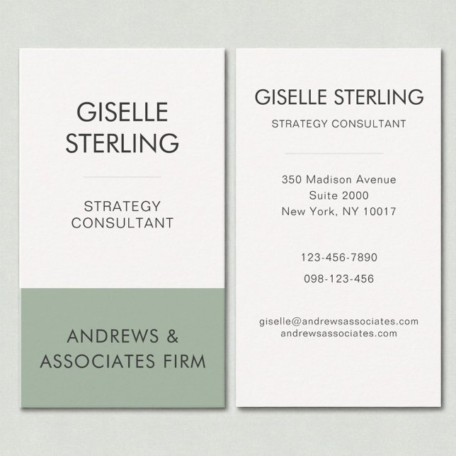 Sage Green Minimal Professional Corporate Modern Business Card (Creator Uploaded)