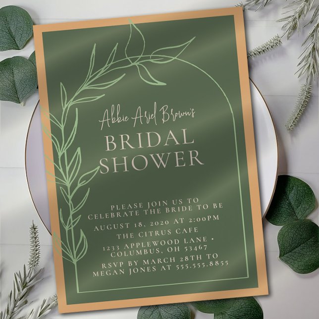 Sage Green Minimal Script Text Bridal Shower  Invitation (Creator Uploaded)