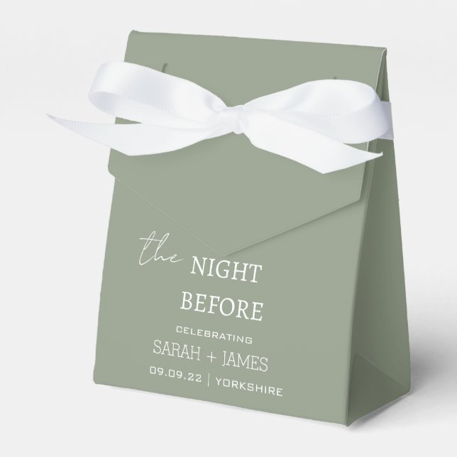 Sage Green Minimal the Night Before Wedding  Favour Box (Front Side)