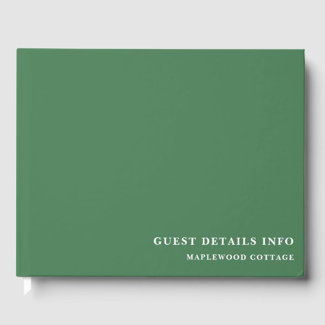 Sage Green Minimal Vacation Guest Book Style (Front)