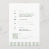 Sage Green Minimal Wedding Details QR code Card