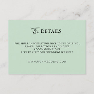 Sage Green minimal wedding enclosure card