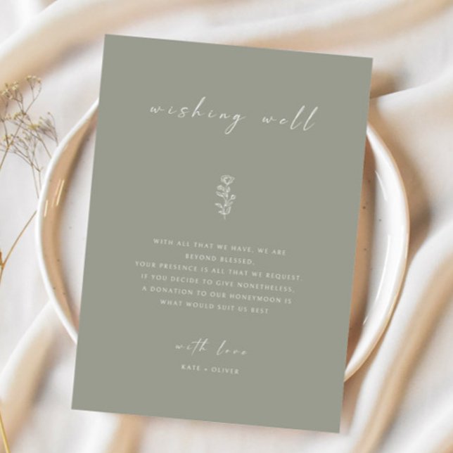 Sage Green Minimal Wedding Wishing Well Card (Creator Uploaded)