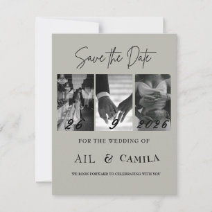 Sage Green Minimalist 3 Photo Save The Date