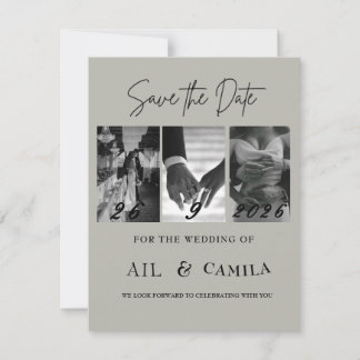 Sage Green Minimalist 3 Photo Save The Date