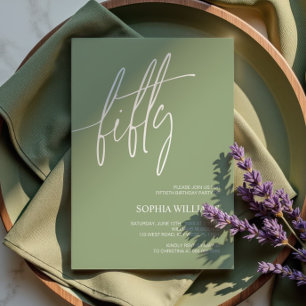 Sage Green Minimalist 50th Birthday Invitation