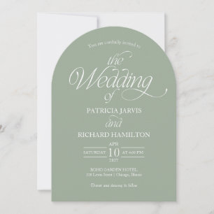Sage Green Minimalist Arch Wedding Elegant Invitation