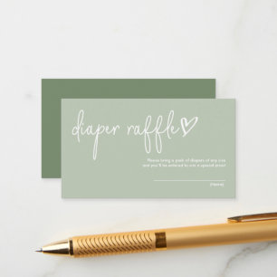 Sage Green Minimalist Baby Shower Diaper Raffle Enclosure Card