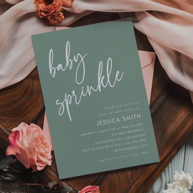 Sage Green Minimalist Boho Baby Sprinkle Invitation (Creator Uploaded)