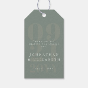 Sage Green Minimalist Bold Type Wedding Gift Tags