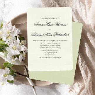 Sage Green Minimalist Botanical Elegant Wedding Invitation