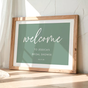 Sage Green Minimalist Bridal Shower Welcome Sign