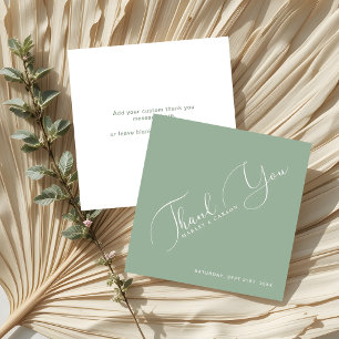 Sage Green Minimalist Budget Wedding Thank You Card
