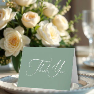 Sage Green Minimalist Calligraphy Bridal Shower Thank You Card