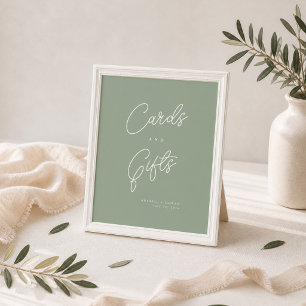 Sage Green Minimalist Cards and Gifts Sign