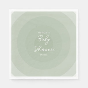 Sage Green Minimalist Circle Gradient Baby Shower Napkin