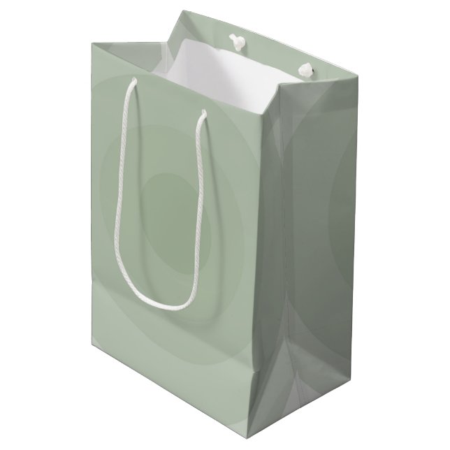 Sage Green Minimalist Circle Gradient  Medium Gift Bag (Front Angled)
