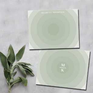 Sage Green Minimalist Circle Gradient Monogram Card