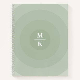Sage Green Minimalist Circle Gradient Monogram  Notebook