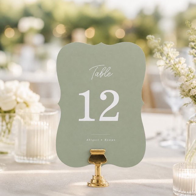 Sage Green Minimalist Die Cut Table Numbers (Creator Uploaded)