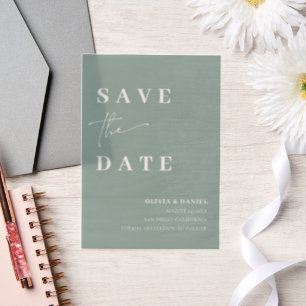 Sage Green Minimalist Elegant Save the Date Vellum Invitations