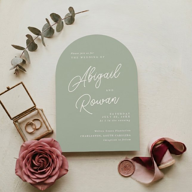 Sage Green Minimalist Elegant Wedding Invitation (Creator Uploaded)