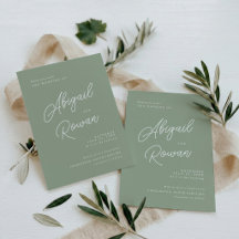 Sage Green Minimalist Elegant Wedding Invitation