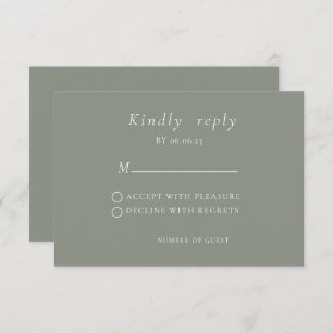 Sage green Minimalist Elegant Wedding RSVP Card