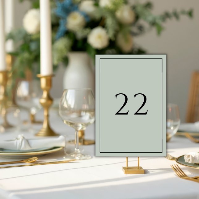 Sage Green Minimalist Elegant Wedding  Table Number (Creator Uploaded)