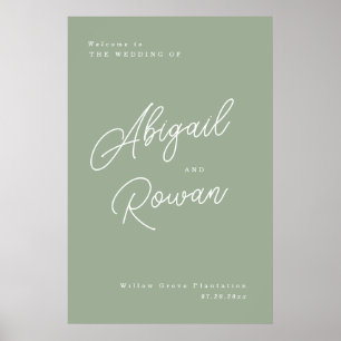 Sage Green Minimalist Elegant Wedding Welcome Sign