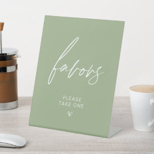Sage Green Minimalist Favour Pedestal Sign
