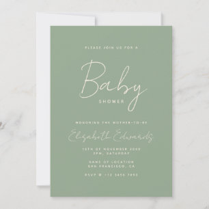 Sage Green Minimalist Gender Neutral Baby Shower Invitation