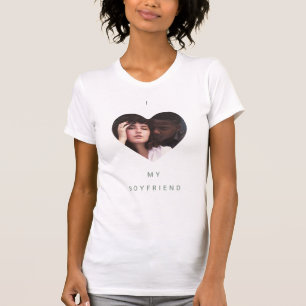 Sage Green Minimalist I love my Boyfriend Photo T-Shirt