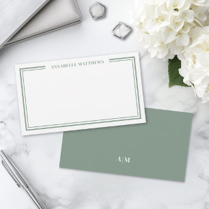 Sage Green Minimalist Initial Name Monogram Card