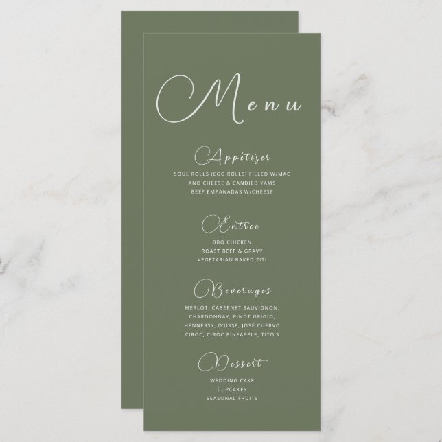 Sage Green Minimalist Menu (Front/Back)