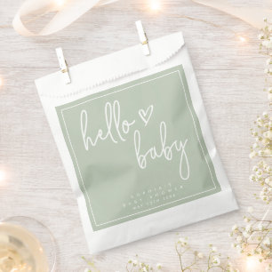 Sage Green Minimalist Modern Boho Baby Shower Favour Bags