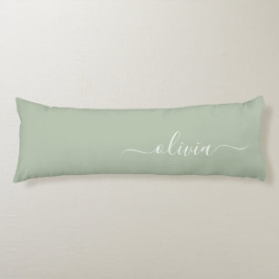 Sage Green Minimalist Modern Monogram Elegant Body Cushion
