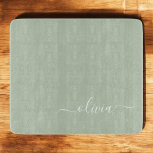 Sage Green Minimalist Modern Monogram Elegant  Cutting Board