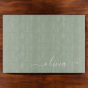 Sage Green Minimalist Modern Monogram Elegant  Cutting Board