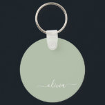 Sage Green Minimalist Modern Monogram Elegant  Key Ring<br><div class="desc">Introducing our Sage Green Minimalist Modern Monogram Elegant Collection: Elevate your aesthetic with serene sophistication and timeless elegance. Our collection showcases minimalist designs in a tranquil sage green hue, complemented by refined monograms tailored to your personal style. From polished stationery to versatile accessories, each piece in our collection is meticulously...</div>
