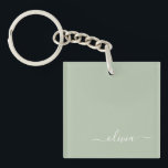 Sage Green Minimalist Modern Monogram Elegant Key Ring<br><div class="desc">Introducing our Sage Green Minimalist Modern Monogram Elegant Collection: Elevate your aesthetic with serene sophistication and timeless elegance. Our collection showcases minimalist designs in a tranquil sage green hue, complemented by refined monograms tailored to your personal style. From polished stationery to versatile accessories, each piece in our collection is meticulously...</div>