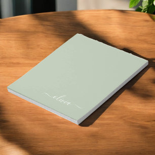 Sage Green Minimalist Modern Monogram Elegant Notepad