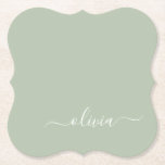 Sage Green Minimalist Modern Monogram Elegant  Paper Coaster<br><div class="desc">Introducing our Sage Green Minimalist Modern Monogram Elegant Collection: Elevate your aesthetic with serene sophistication and timeless elegance. Our collection showcases minimalist designs in a tranquil sage green hue, complemented by refined monograms tailored to your personal style. From polished stationery to versatile accessories, each piece in our collection is meticulously...</div>