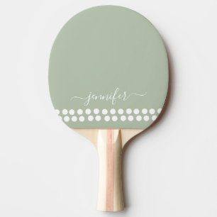 Sage Green Minimalist Modern Monogram Elegant Ping Pong Paddle