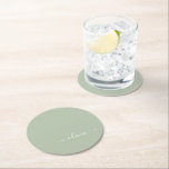 Sage Green Minimalist Modern Monogram Elegant  Round Paper Coaster<br><div class="desc">Introducing our Sage Green Minimalist Modern Monogram Elegant Collection: Elevate your aesthetic with serene sophistication and timeless elegance. Our collection showcases minimalist designs in a tranquil sage green hue, complemented by refined monograms tailored to your personal style. From polished stationery to versatile accessories, each piece in our collection is meticulously...</div>