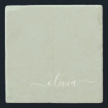 Sage Green Minimalist Modern Monogram Elegant  Stone Coaster<br><div class="desc">Introducing our Sage Green Minimalist Modern Monogram Elegant Collection: Elevate your aesthetic with serene sophistication and timeless elegance. Our collection showcases minimalist designs in a tranquil sage green hue, complemented by refined monograms tailored to your personal style. From polished stationery to versatile accessories, each piece in our collection is meticulously...</div>