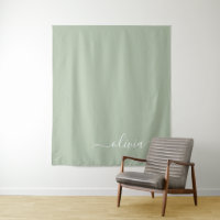 Sage Green Minimalist Modern Monogram Elegant 