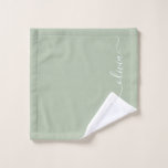 Sage Green Minimalist Modern Monogram Elegant Wash Cloth<br><div class="desc">Sage Green Simple Script Monogram Name Bathroom Towel. This makes the perfect sweet 16 birthday,  wedding,  bridal shower,  anniversary,  baby shower or bachelorette party gift for someone that loves glam luxury and chic styles.</div>
