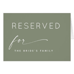 Sage Green Minimalist Modern Wedding Reserved Sign
