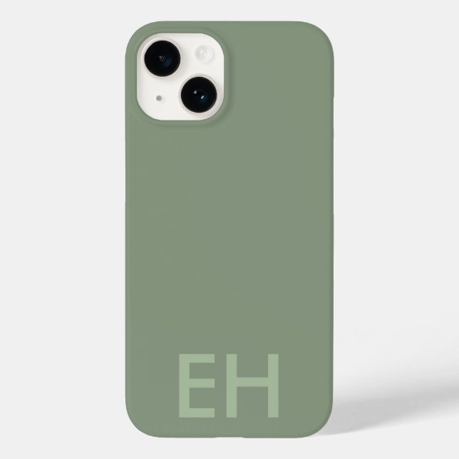 Sage Green Minimalist, Monochromatic Initials Case (Back)